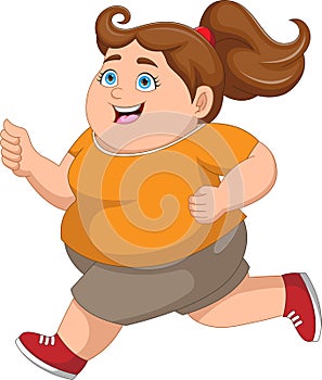 fat woman running cartoon