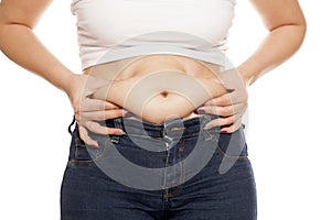 Fat woman`s stomach