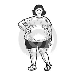 Fat woman sketch vector illustration