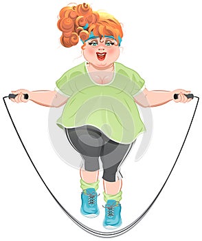 Fat woman skipping rope