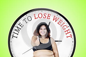 Fat woman with text of time to lose weight