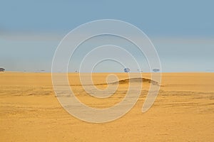 Fata Morgana (mirage) on the horizon of Sahara photo