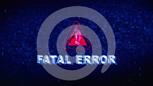 Fatal error text digital noise twitch glitch distortion effect error animation.