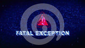 Fatal Exception Text Digital Noise Twitch Glitch Distortion Effect Error Animation.