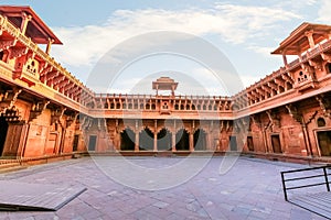 Fatehpur Sikri red sandstone medieval architecture palace building at Agra India