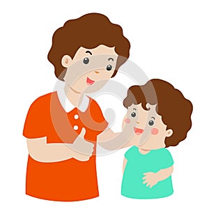 Father admire son character cartoon