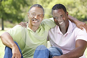 Father With Adult Son In Park