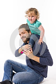 Father with baby on his shoulders
