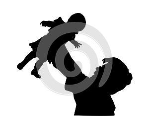 Father with baby silhouette