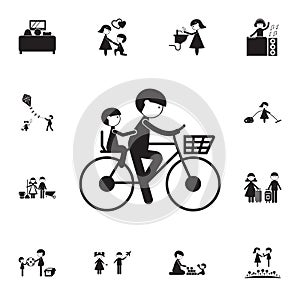 father with a child on a bicycle icon. Detailed set of Family icons. Premium quality graphic design sign. One of the collection ic