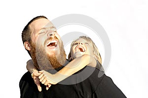 father and child playing and laughing