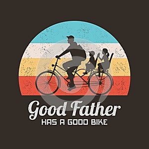 Father with children on bicycle