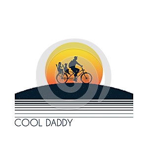 Father with children on bicycle