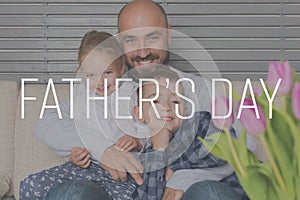 Father and children portrait, father`s day background