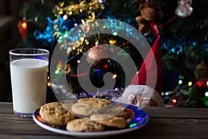 Father Christmas toy, cookies and, milk