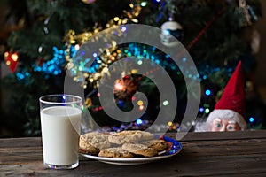 Father Christmas toy watching the cookies and the glass of milk