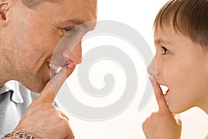 Father confer with his son