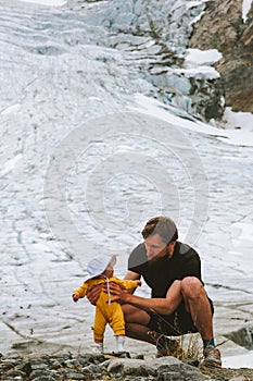 Father and daughter baby happy family travel together