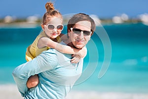 Father and daughter at beach