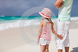 Father and daughter at beach