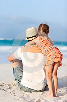 Father and daughter at beach