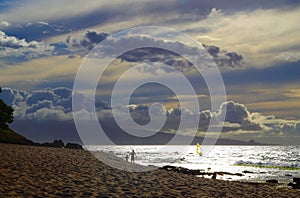 Father and daughter on the beach in Maui, Hawaii