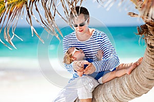 Father and daughter on Caribbean vacation