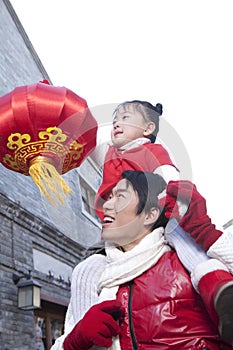 Father and daughter Celebrate Chinese New Year