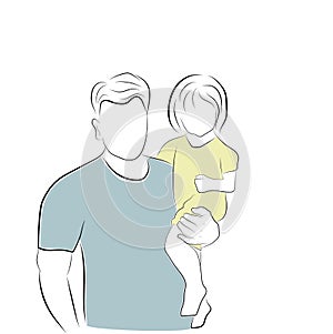Father with daughter. Father`s day. a happy family. vector illustration.