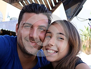 Father and daughter happy faces gorgeous portraits happiness family