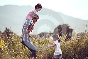 Father and daughter having fun and playing together