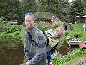 Father and daughter hiking