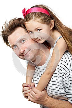 Father with daughter on his back photo