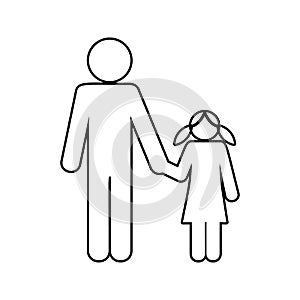 father and daughter holding hands icon. Element of cyber security for mobile concept and web apps icon. Thin line icon for website