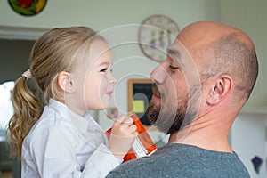 Father and daughter in the kitchen