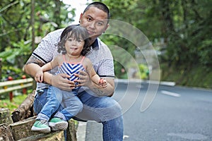 Father And Daughter At The Roadside