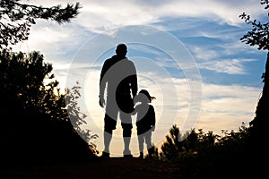 Father and daughter silhouette