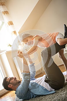 Father and daughter spending time at home.