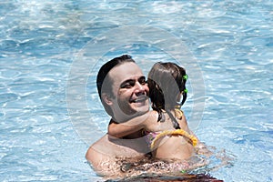 Father and daughter in Swimming pool