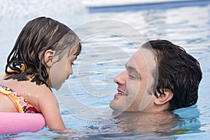 Father and daughter in Swimming pool