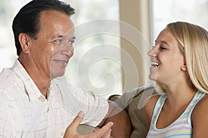 Father And Daughter Together At Home