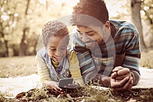 African American family in nature. photo