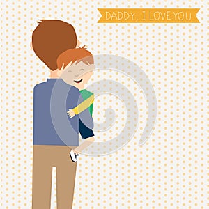 Father day and Kid daughter daddy I love you banner. illustration