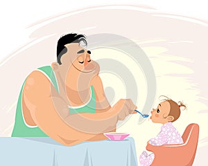 Father feeding his daughter