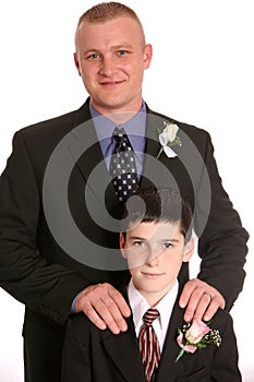 Father groom and son best man photo