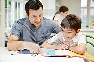 Father Helping Son With Homework