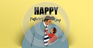 Father with his children. Happy fathers day card. Vector illustration