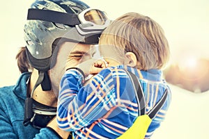 Father hugging his son affectionately