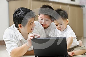 Father introduce technology to his sons