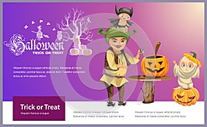 Father with kids carving Hallows pumpkin poster